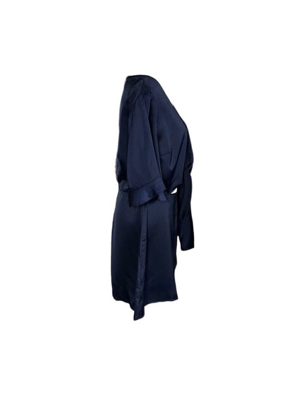 Missguided Tie Front Cutout Satin Navy Blue Shorts Romper Sz 8 - Picture 3 of 16
